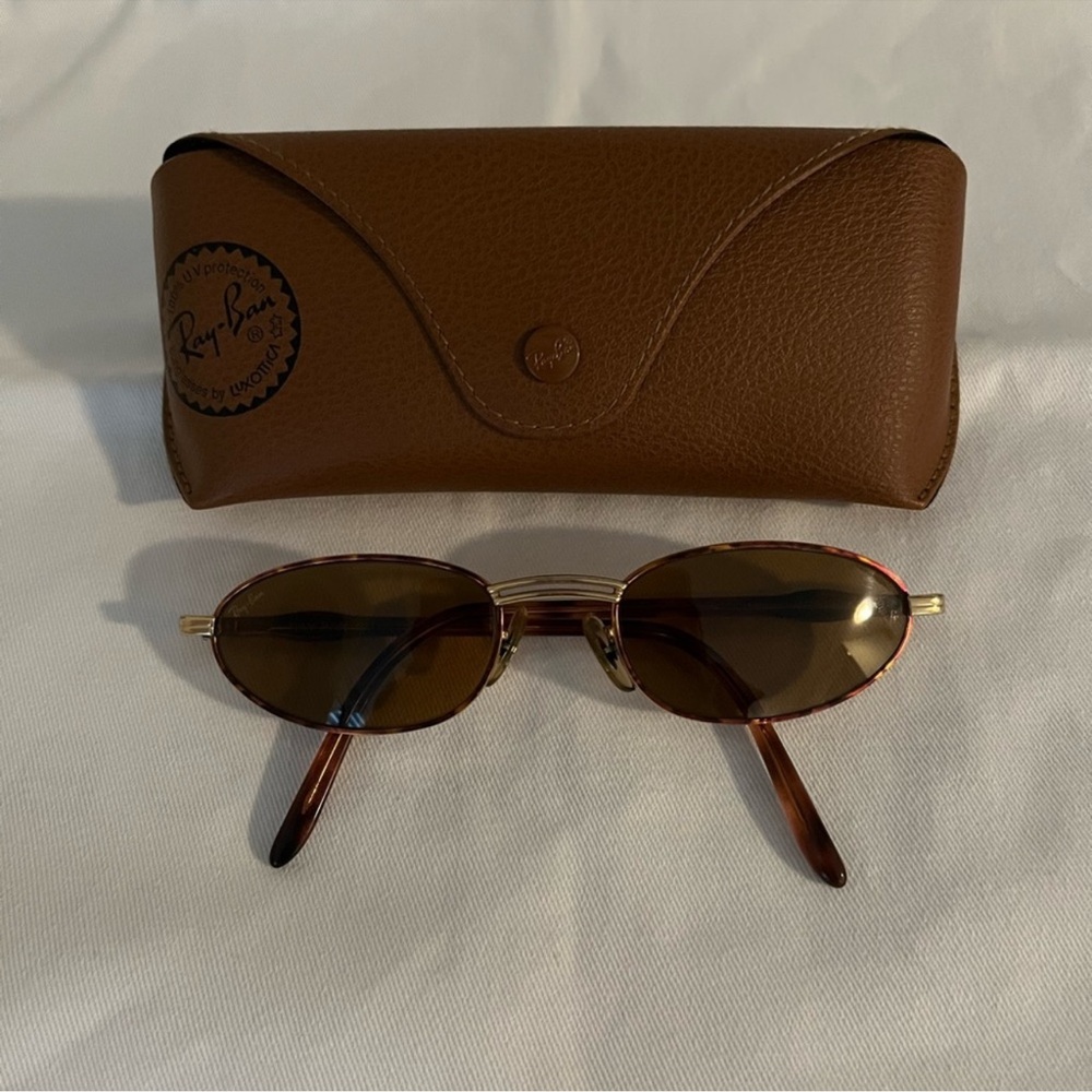 Ray-Ban Tortoise and Gold Oval Sunglasses